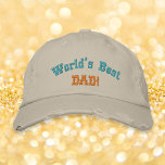 Worlds Best Dad Fathers Day Birthday Gift Cool Embroidered Hat<br><div class="desc">Create your own custom, personalised, monogrammed, cool, stylish, embroidered, distressed, lived-in look, enzyme-washed, comfortable, 100% cotton chino twill baseball cap / hat, with your monogram on the left side. Simply enter your monogram / initial, to customise. You may even replace "DAD!" on the front with PAPA! / POP! / DADDY!...</div>