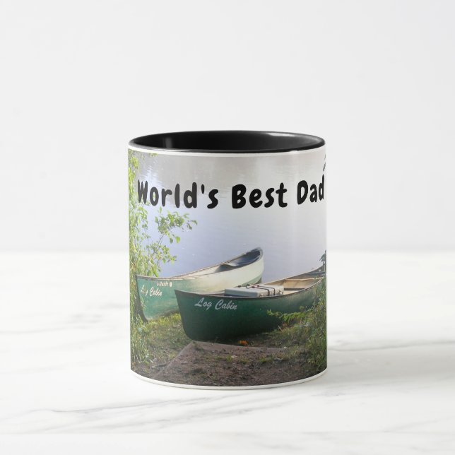 World's Best Dad Fishing Camping Canoe  Mug (Center)