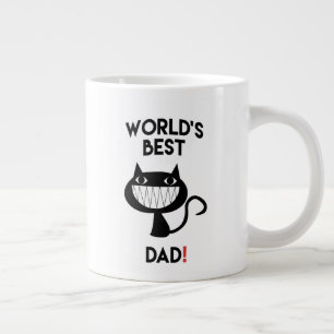 World's best dad! Fun cat cartoon Large Coffee Mug