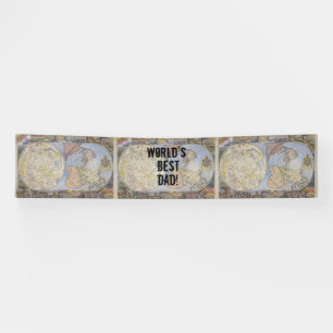 World's Best Dad Fun Vintage Atlas Map Fathers Day Banner