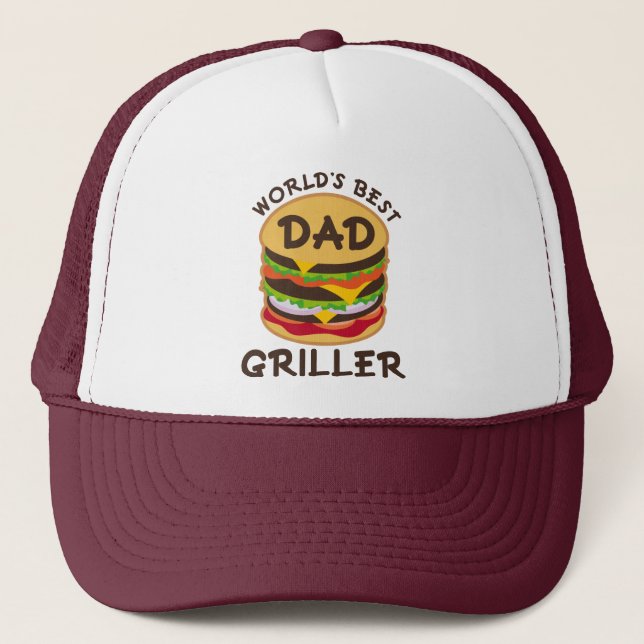 World's Best Dad Griller BBQ Theme Gift Trucker Hat (Front)