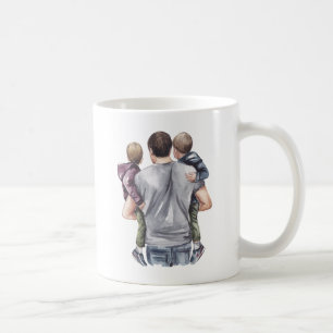 World's Best Dad holding his Two Sons Coffee Mug
