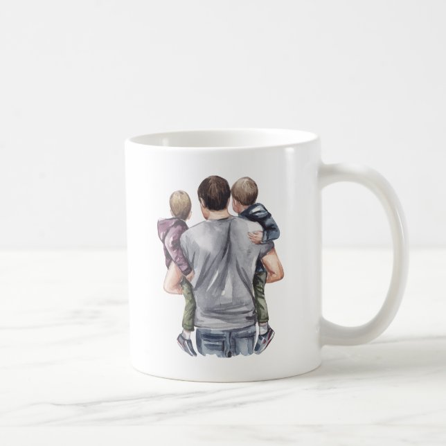 World's Best Dad holding his Two Sons  Coffee Mug (Right)
