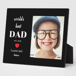 Worlds Best Dad I Love You Custom Kids Photo Black Plaque