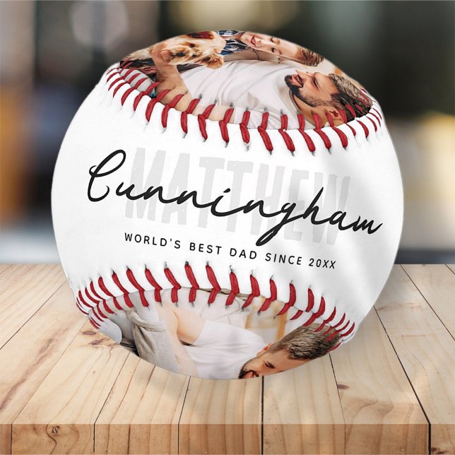 World's Best Dad Modern 3 Photo Father's Day Baseball (Creator Uploaded)