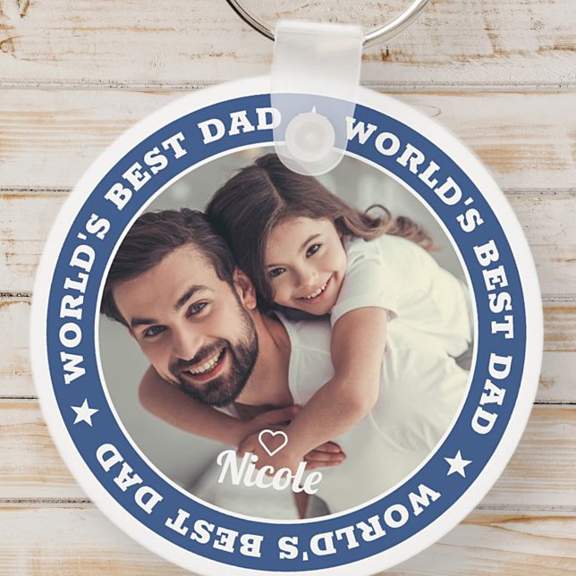 World's Best Dad Modern Custom Photo Key Ring (Creator Uploaded)