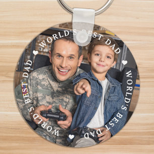 World's Best Dad Modern Father Son Photo Key Ring