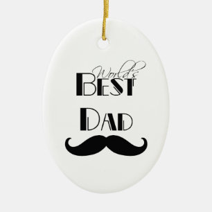 World's Best Dad Moustache Ceramic Tree Decoration