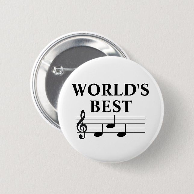 World's Best Dad Musician Music Note Treble Clef   6 Cm Round Badge (Front & Back)