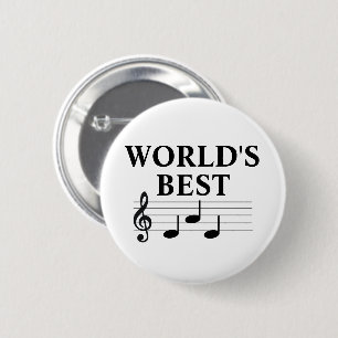 World's Best Dad Musician Music Note Treble Clef 6 Cm Round Badge