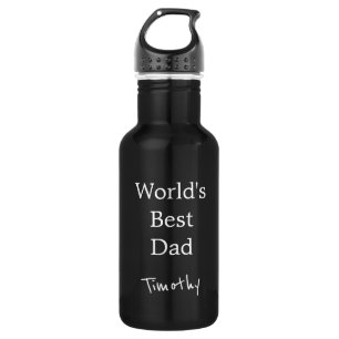 Worlds best dad personalise it black 532 ml water bottle