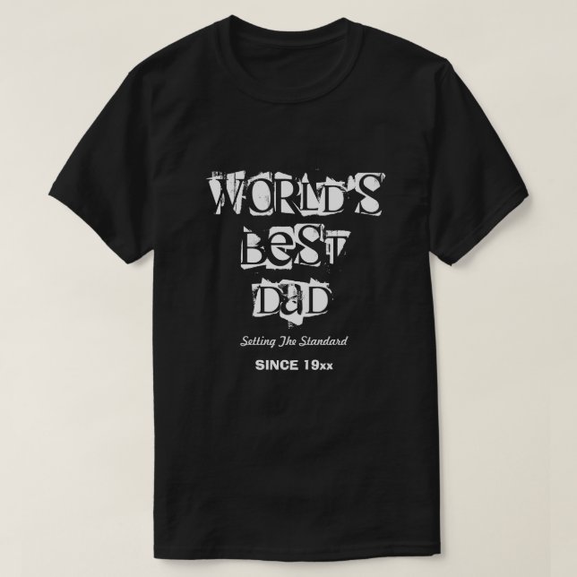 World's Best Dad Personalised Black T-Shirt (Design Front)