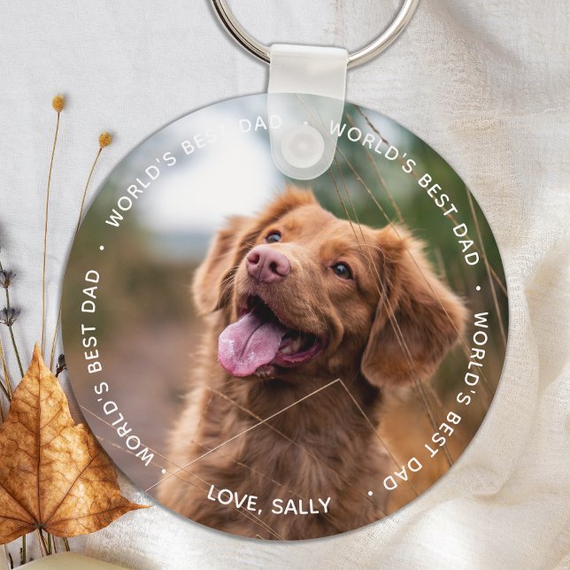 World's Best Dad - Pet Photo Dog Dad - Fathers Day Key Ring (Creator Uploaded)