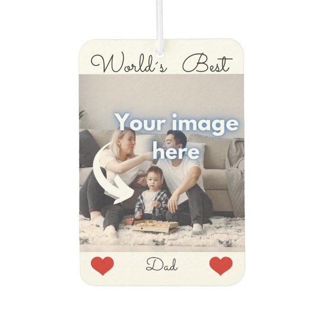 World's best dad photo text template car air freshener (Front)