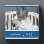 World's Best Dad Plaid Blue Personalised Photo Plaque<br><div class="desc">The dad,  daddy or father in your life will love this 1-photo gingham check plaid in light blue featuring the phrase "world's best dad". A wonderful gift for father's day,  birthdays and more. Part of a collection from Parcel Studios.</div>