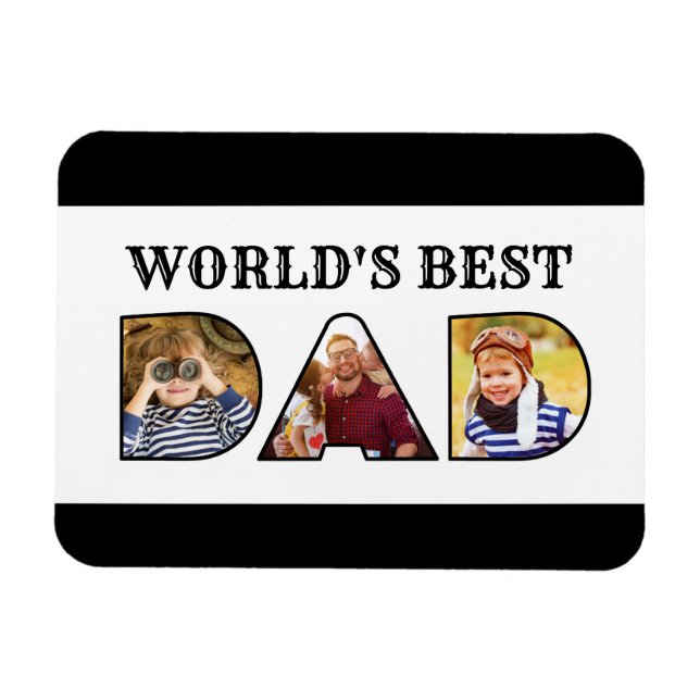 World's Best Dad Quote 3 Photo Collage Magnet (Horizontal)