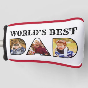 Worlds Best Dad Quote  Modern 3 Photo Collage Golf Head Cover