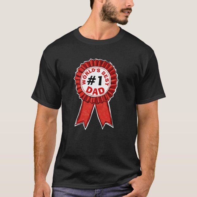 World's Best Dad Quote Red Ribbon Father's Day T-Shirt (Front)