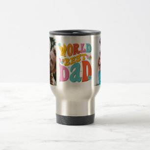 World's Best Dad Retro 2 Photo Collage Travel Mug