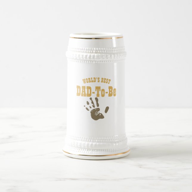 Worlds Best DAD-To-Be Hand Prints Customisable Beer Stein (Center)