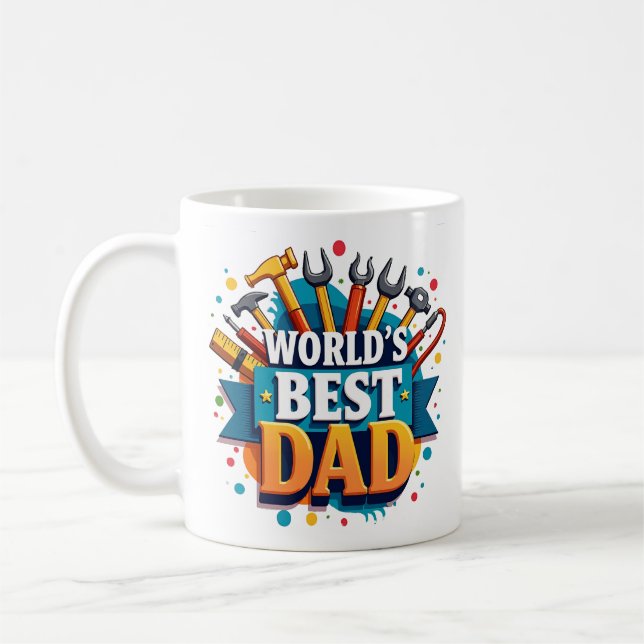 World's Best Dad Tools Colourful Father's Day Gift Coffee Mug (Left)