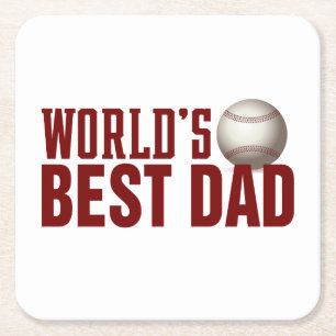 World's Best Dad Typography Baseball Coaster