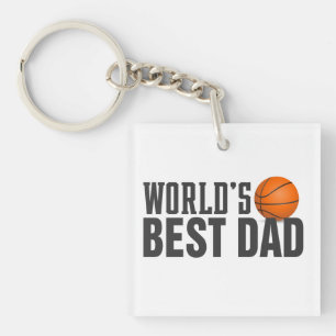 World's Best Dad Typography Basketball   Keychain