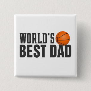 World's Best Dad Typography Basketball Pin Button