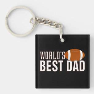 World's Best Dad Typography Football   Keychain