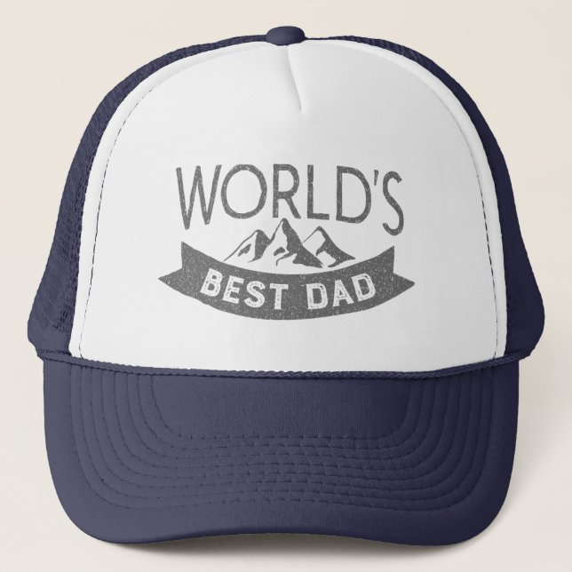 World's Best Dad typography Modern Grey Font Trucker Hat (Front)