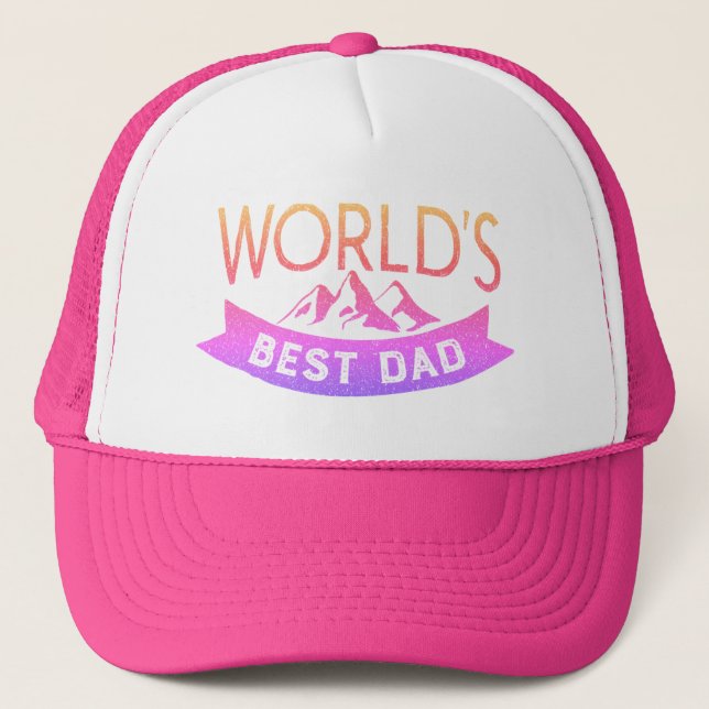 World's Best Dad Typography pink Father's Day Trucker Hat (Front)