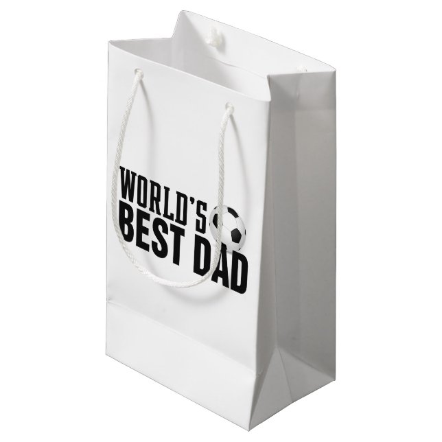 World's Best Dad Typography Soccer | Gift Bag (Front Angled)