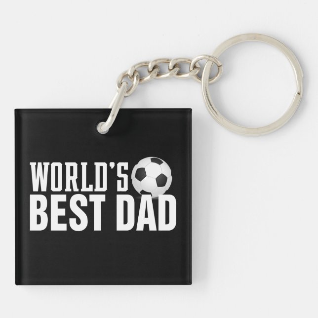 World's Best Dad Typography Soccer | Keychain (Back)