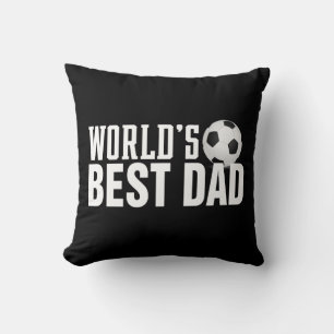 World's Best Dad Typography Soccer Throw Pillow