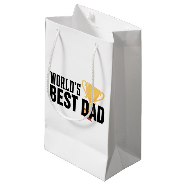 World's Best Dad Typography Trophy | Gift Bag (Front Angled)