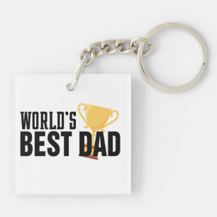 World's Best Dad Typography Trophy   Keychain