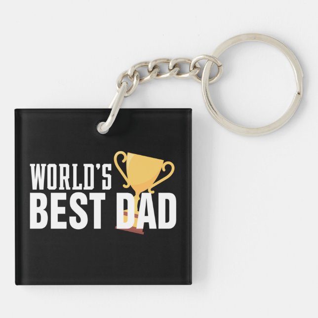 World's Best Dad Typography Trophy | Keychain (Back)
