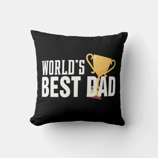 World's Best Dad Typography Trophy | Throw Pillow (Front)
