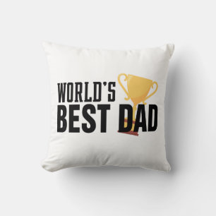 World's Best Dad Typography Trophy Throw Pillow