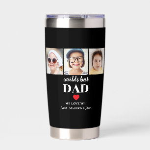 Worlds Best Dad We love you 3 Kids Photo Names Insulated Tumbler