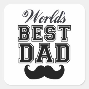 World's best dad with moustache square sticker