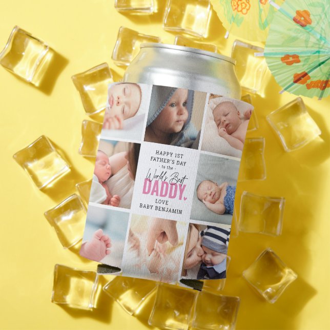World's Best Daddy Photo Collage Can Cooler (In Situ Summer)