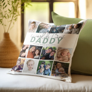 Worlds Best Daddy Photo Collage Cushion