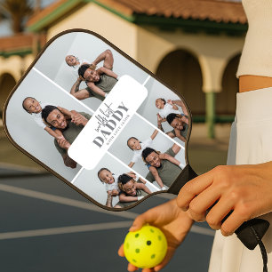 Worlds Best Daddy   Photo Collage Pickleball Paddle