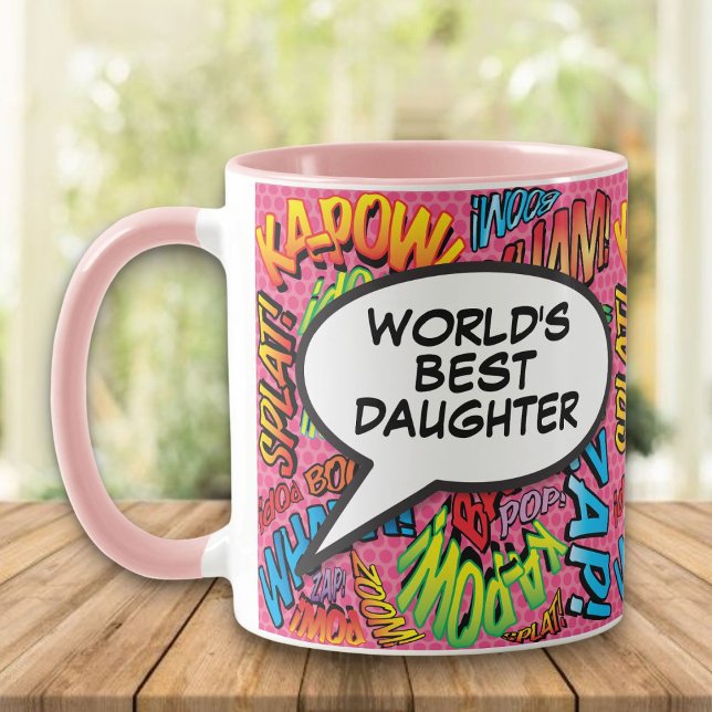 World's Best Daughter Fun Modern Retro Comic Mug (World's Best Daughter Fun Modern Retro Comic Mug)