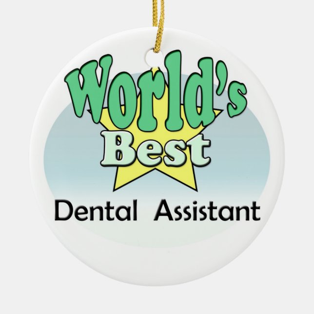World's Best Dental Assistant Ceramic Tree Decoration (Front)