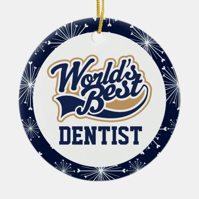 Worlds Best Dentist Gift Ceramic Tree Decoration (Front)