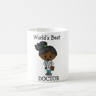 World's Best Doctor - Cute Black Female Brunette  Coffee Mug