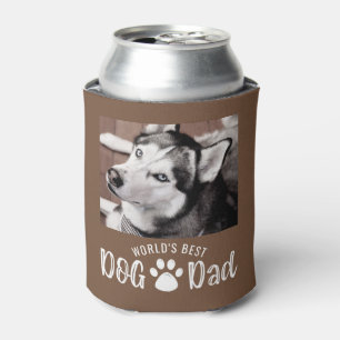 WORLDS BEST DOG DAD 2 Photos Custom Colour Can Cooler
