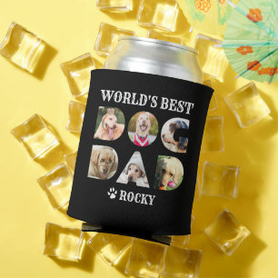 World's Best Dog Dad 6 Photo Collage Paw Dog Lover Can Cooler